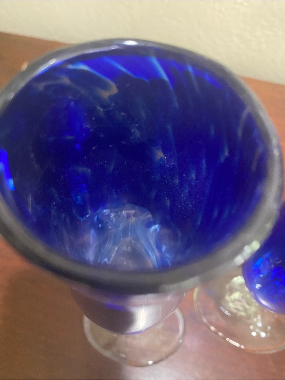 Cobalt Blue Handblown Fluted Glass Vases - Set of 2 - Picture 3 of 5